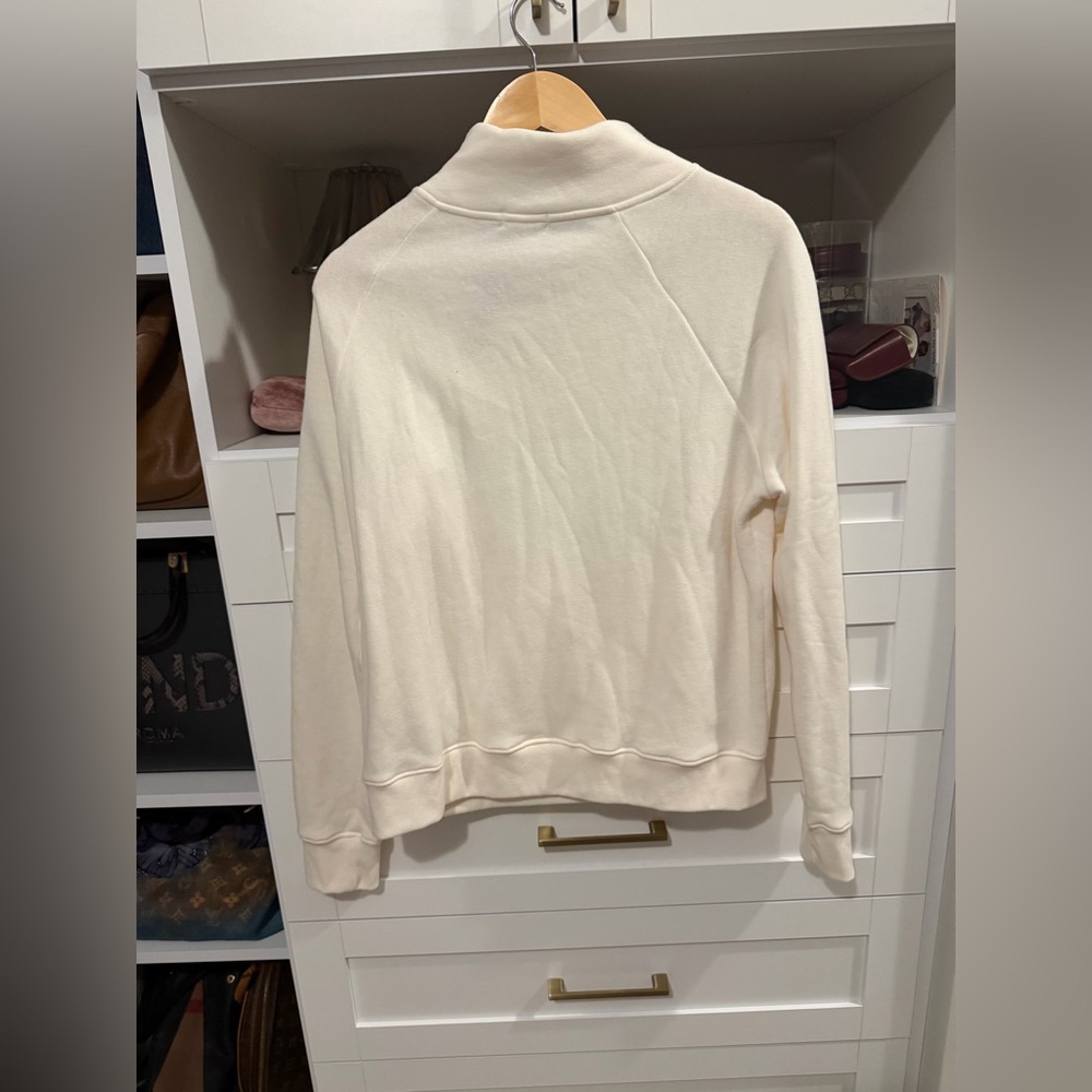 Peloton Cream Half-Zip Sweatshirt with Red Trim - Picture 5 of 5